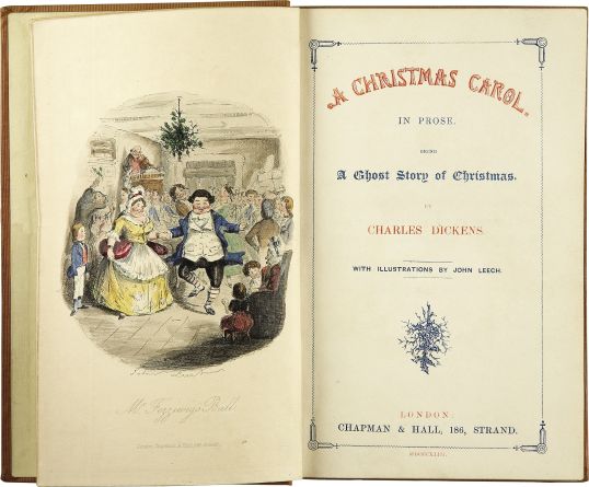 Erstausgabe von A CHRISTMAS CAROL von Charles Dickens mit Illustrationen von John Leech